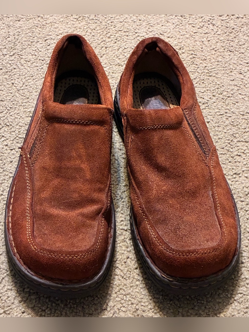 BORN ~ Men's Rust Brown Suede Leather Slip On Casual/Work Shoes Size 10.5